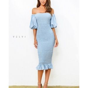 Skyla Shirred Midi Dress